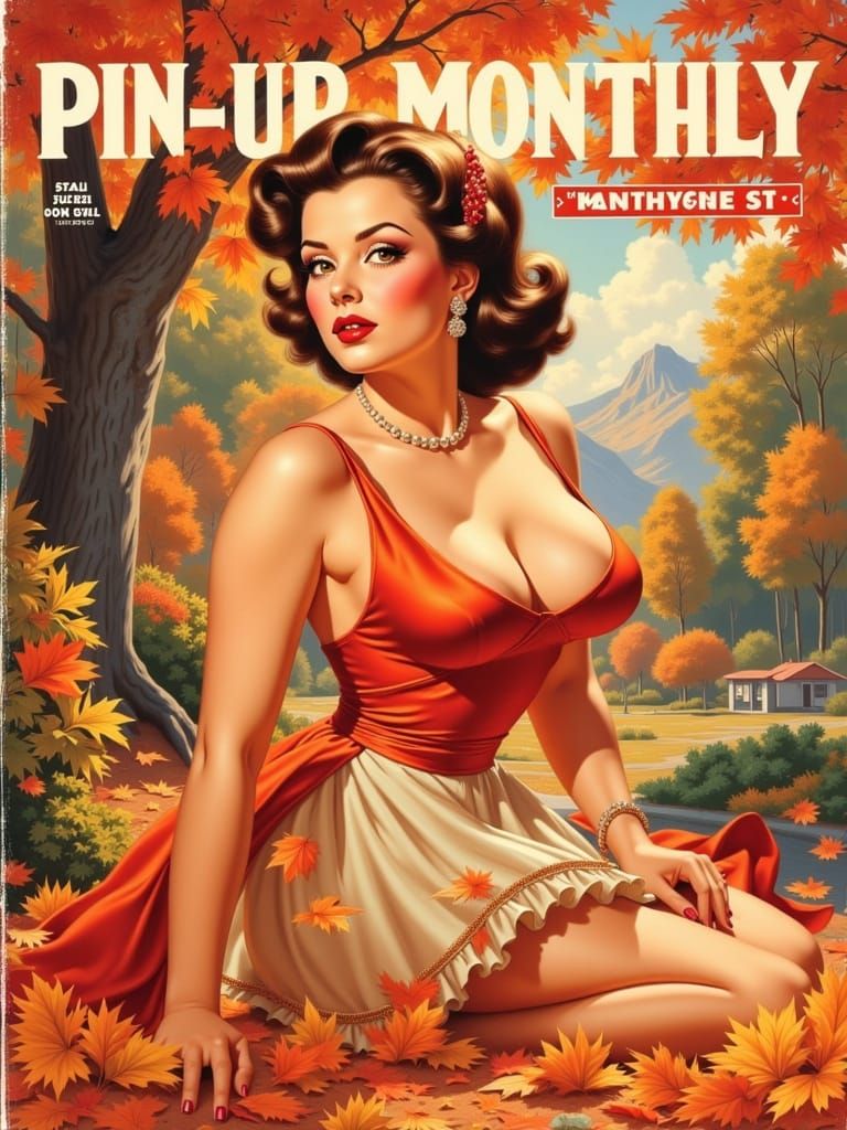 Autumn Pin-Up Beauty in Vintage Style
