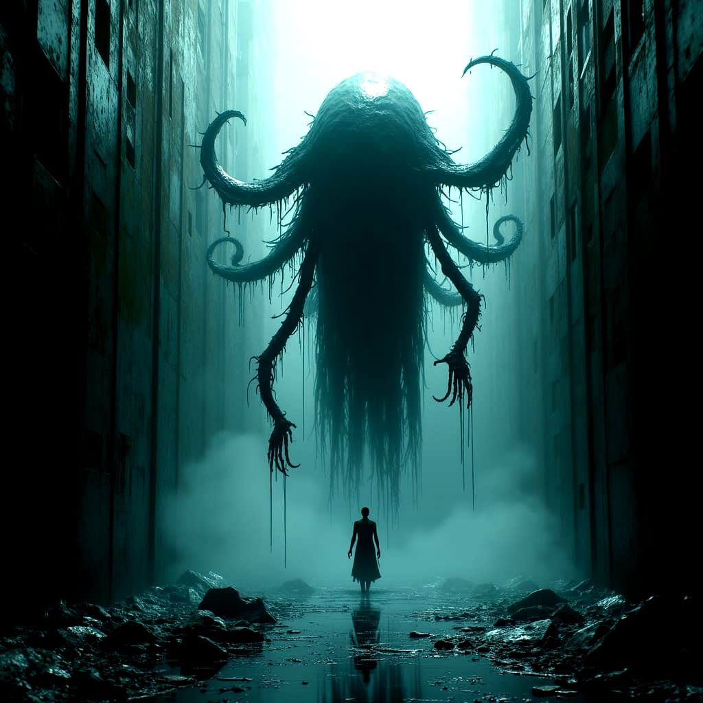 Terrifying Veilwraith in Liminal Space: Dark Fantasy Art