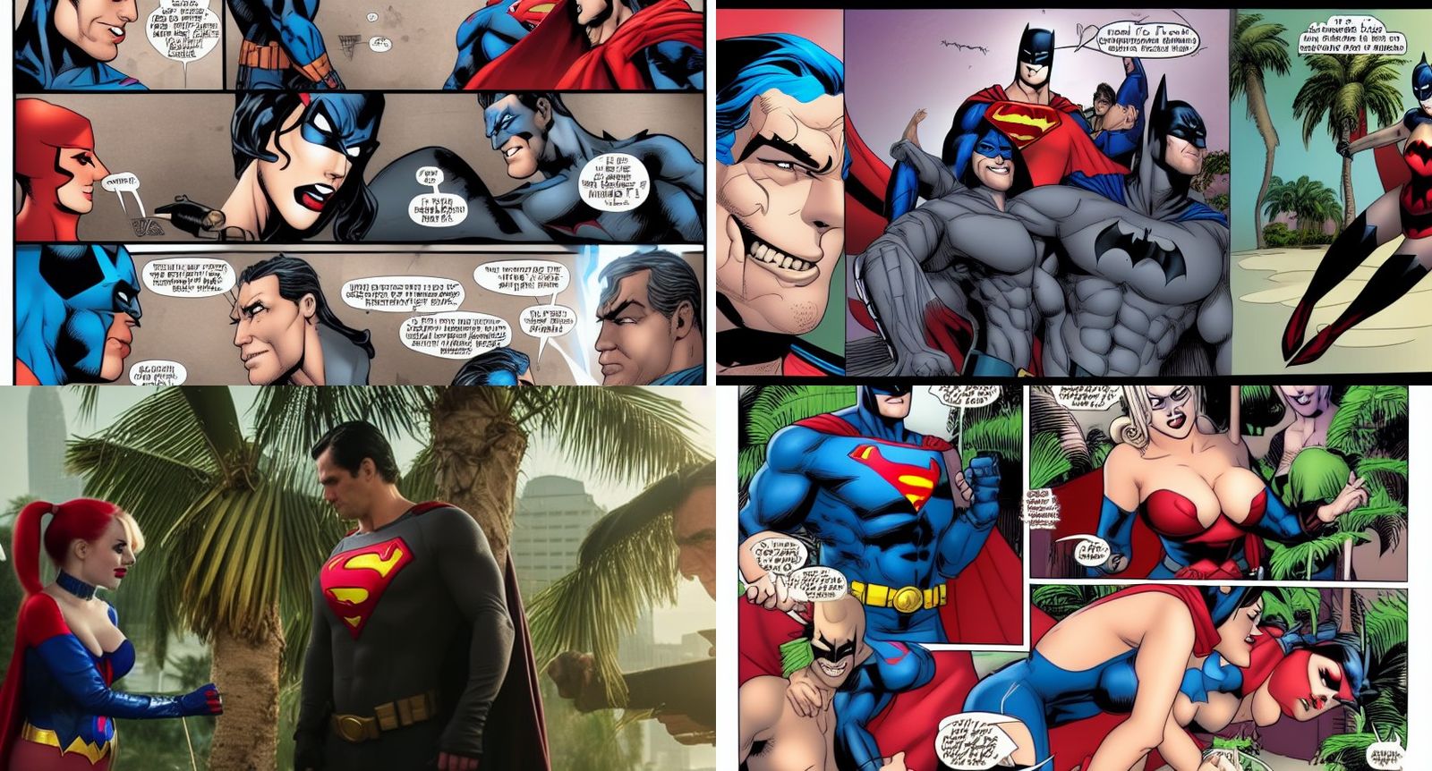 Batman vs Superman Compete for Harley Quinn