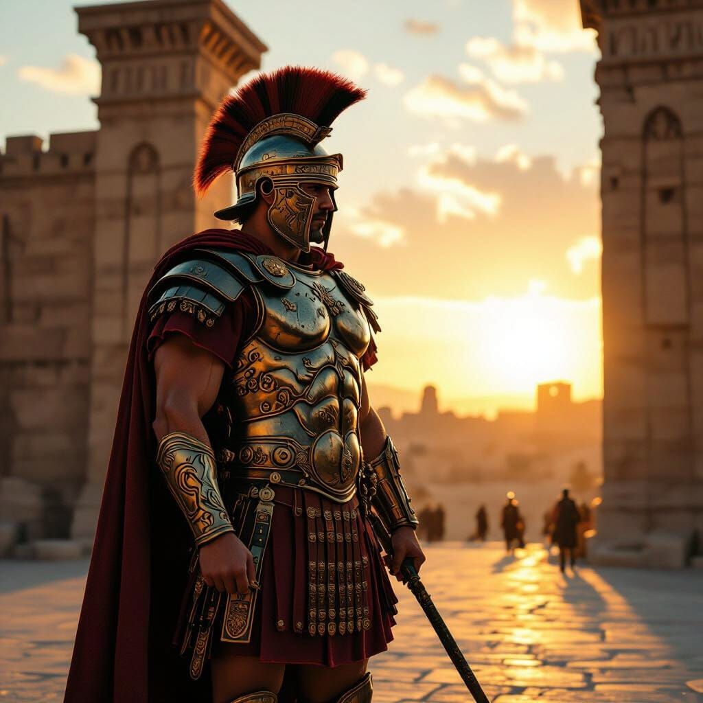 Roman Legionary Guarding Ancient City Gates