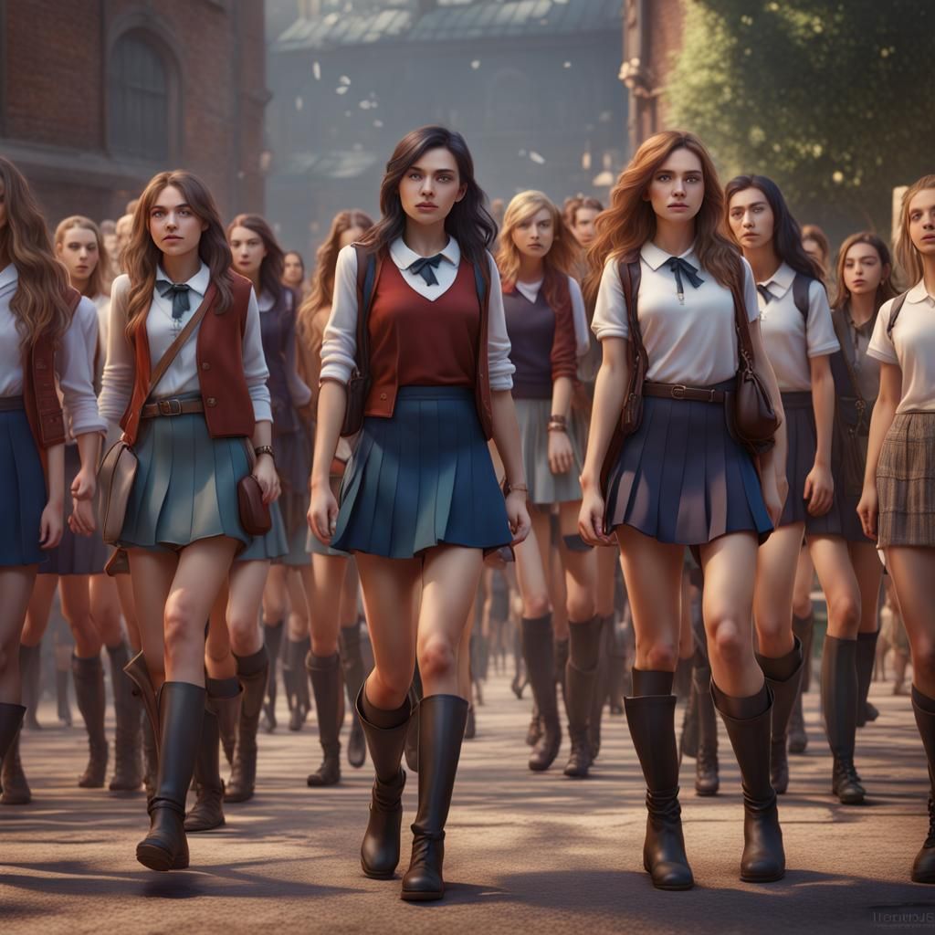 College Students in Knee Boots: Fantasy Concept Art