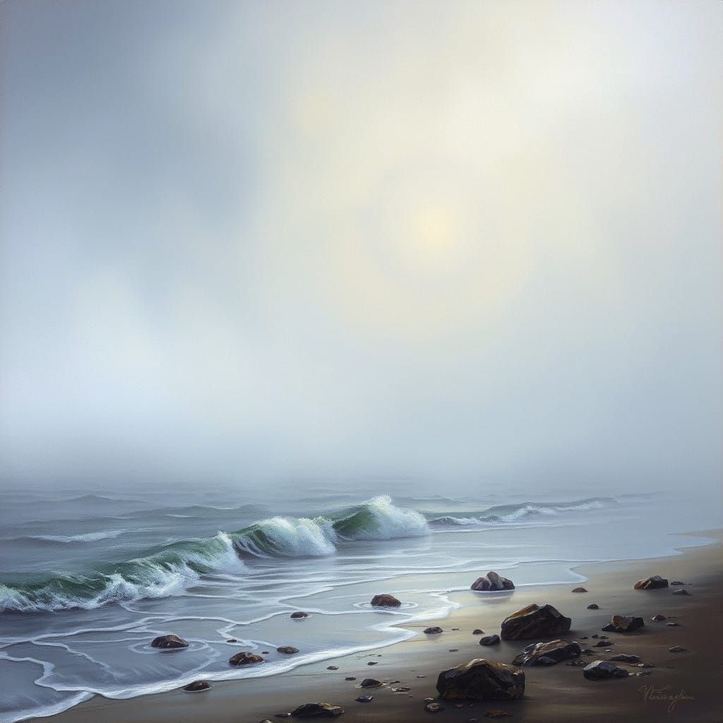 Foggy Riverbank Transports Mysterious Emotion in Oil Paintin...