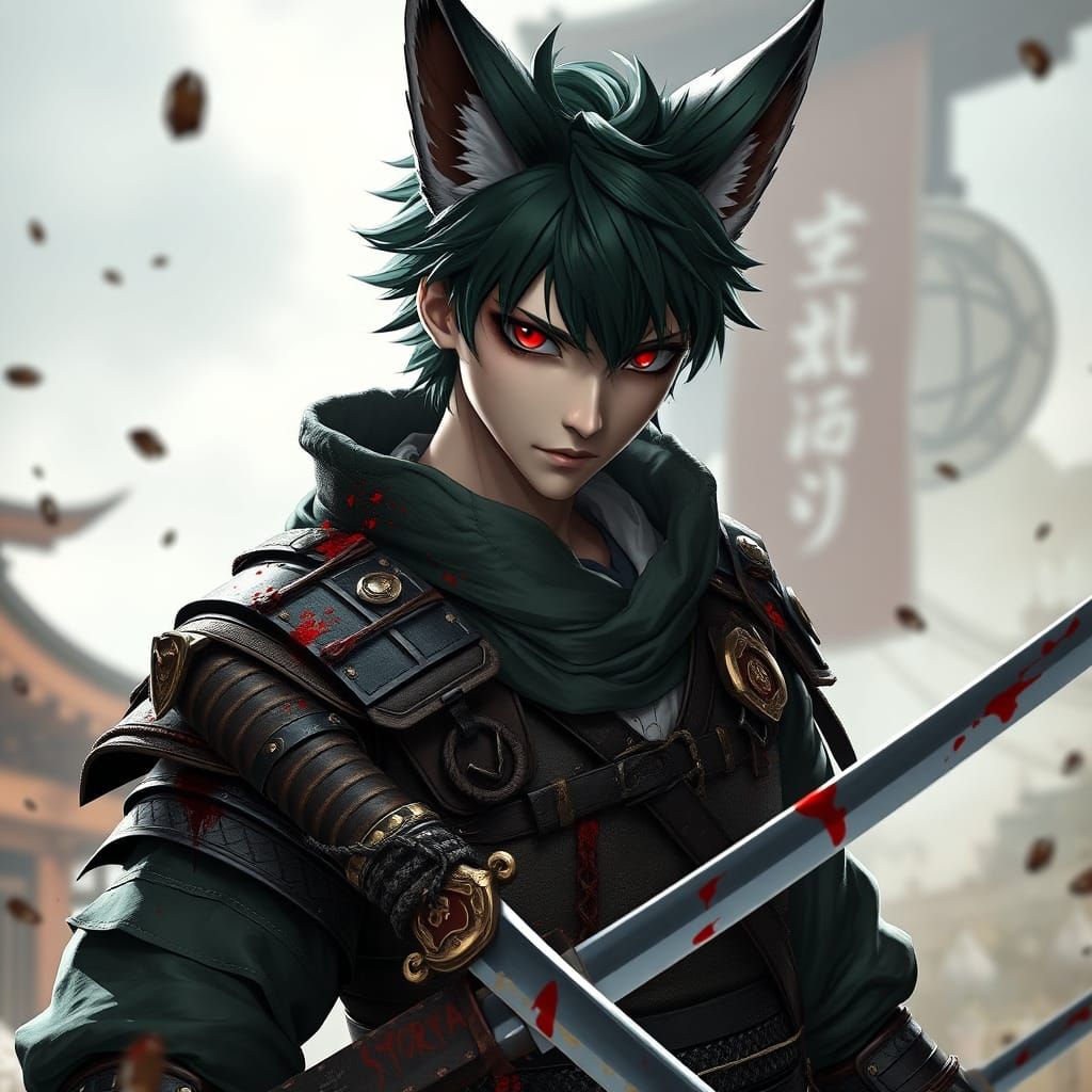 Surreal Samurai Warrior in Human Form, Inspired by Anime and...