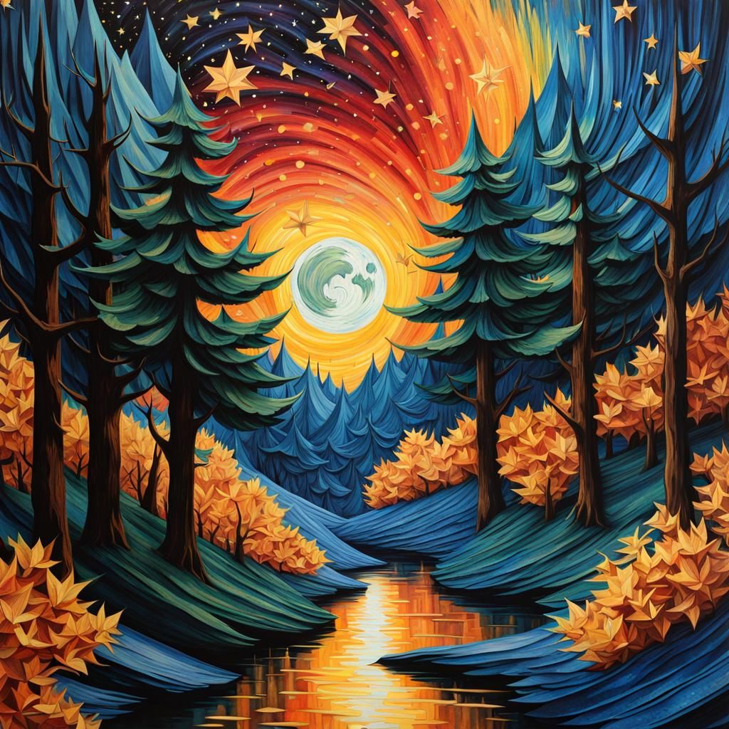 Dreamcore Forest: Van Gogh Inspired Watercolor Papercraft