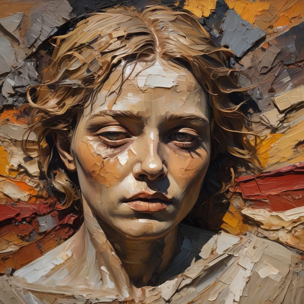 Fallen Angel: Neo-Expressionist Oil Painting with Impasto Te...