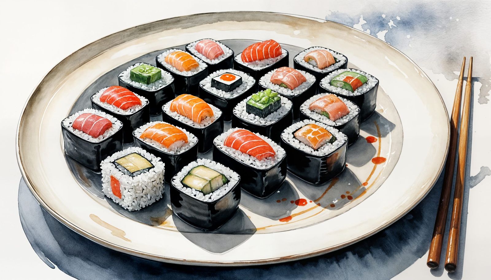 Sushi Masterpiece in Japanese Impressionism Style
