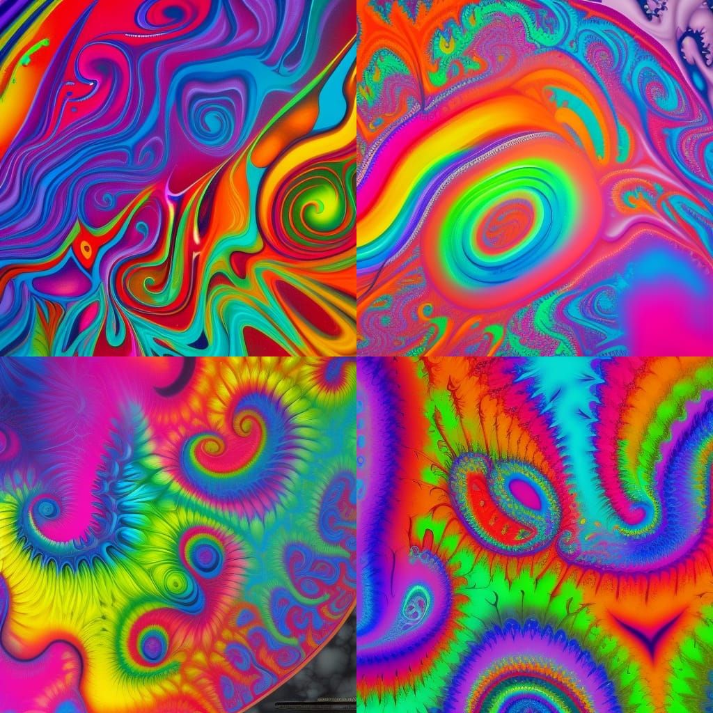 Colorful Rainbow Fractal Swirls in Graffiti Style