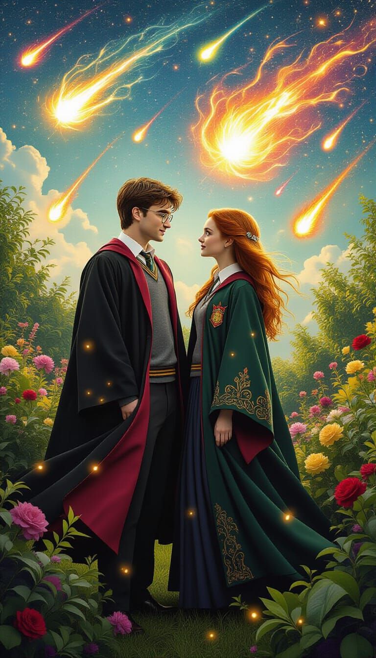 Harry Potter and Ginny Weasley in Surreal Garden
