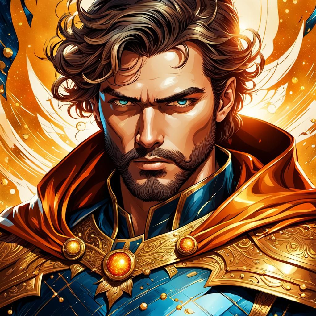 Celebrity Portrait in Comic Book Style with Gold