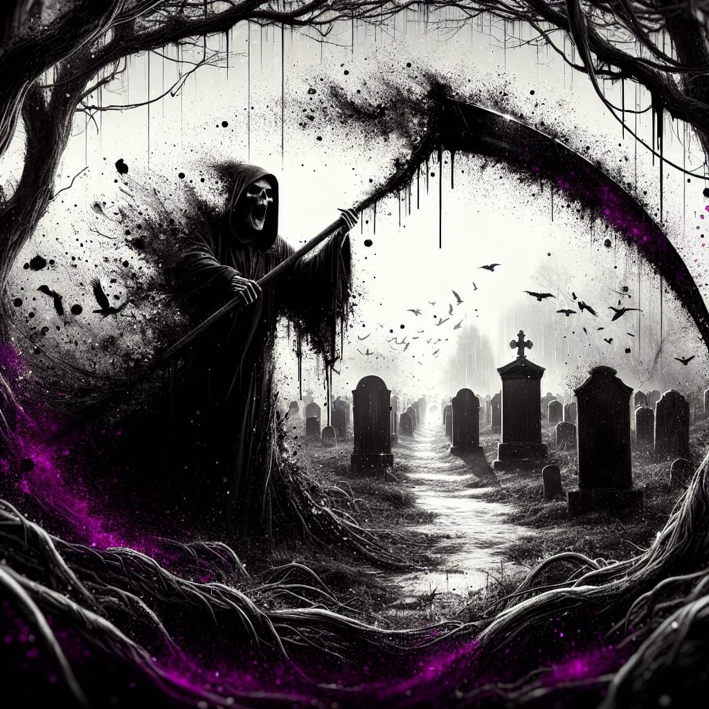 Graveyard Grim Reaper Digital Matte Painting