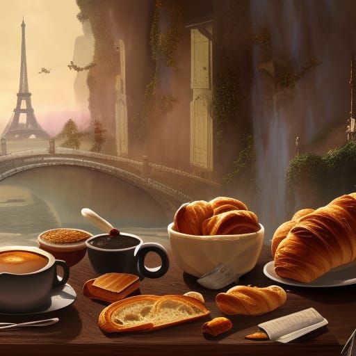 Delicious French Breakfast Still Life, Fantasy Concept Art