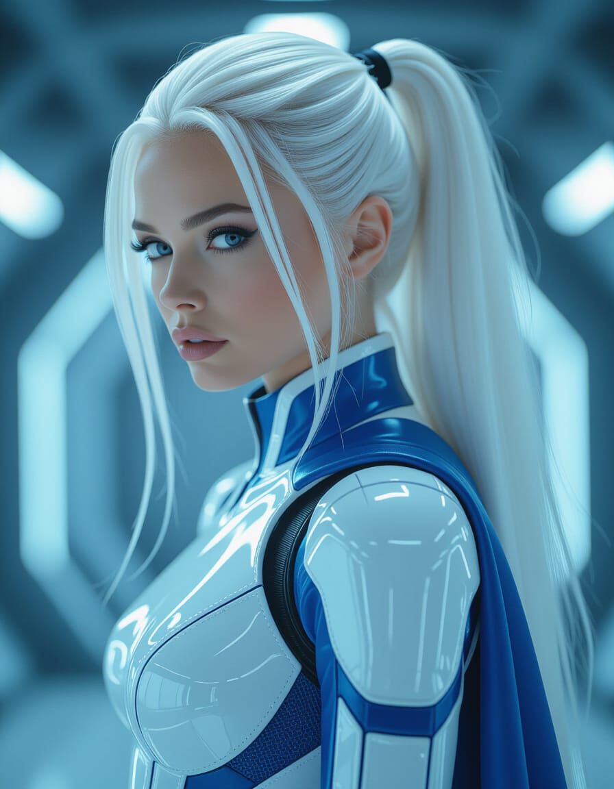 Cybernetic Woman in Sci-Fi Film Still