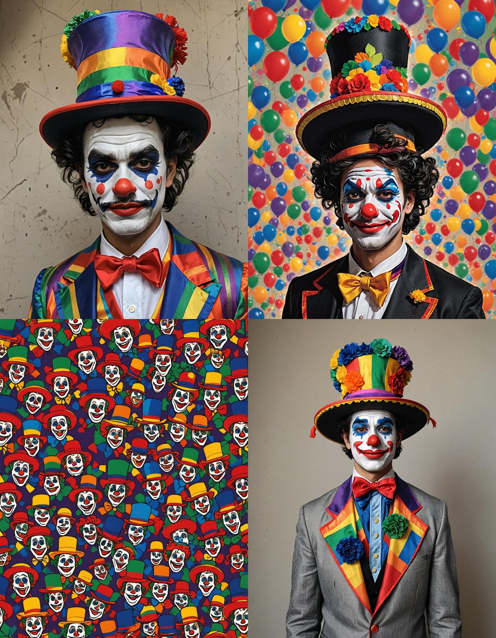 Mexican Clown in Top Hat with LGBTQ+ Colors