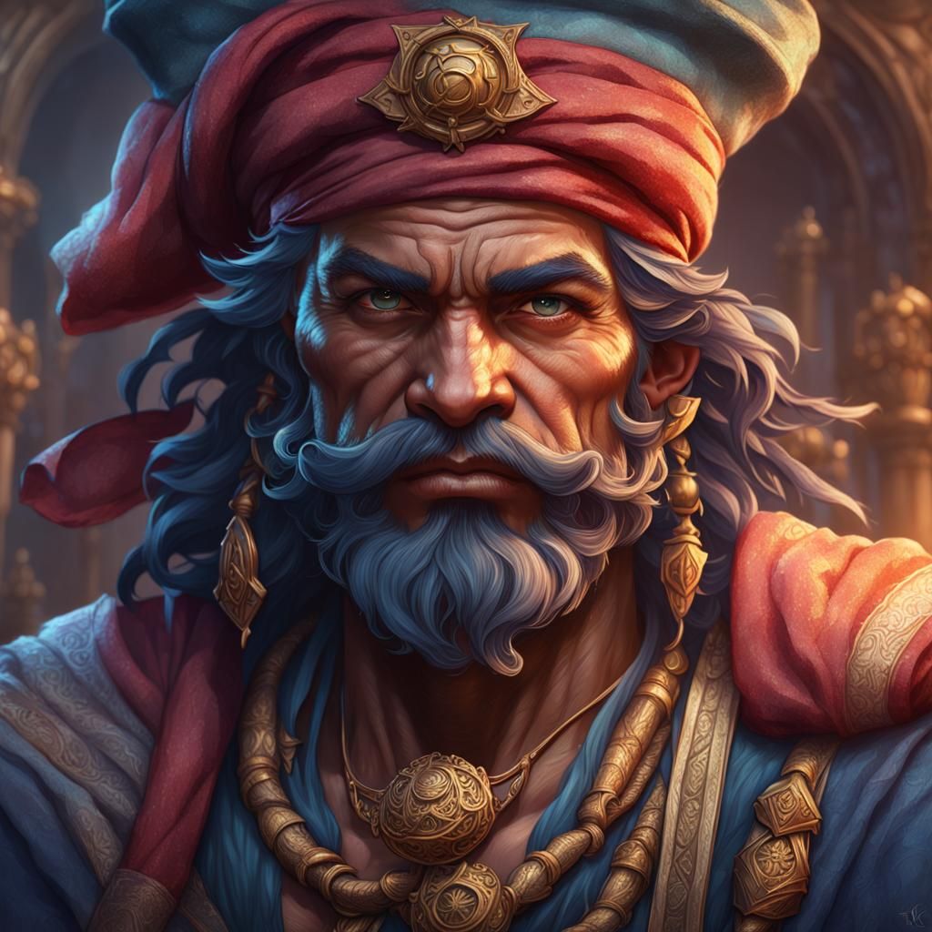 Sindbad the Sailor Portrait in Art Nouveau Style