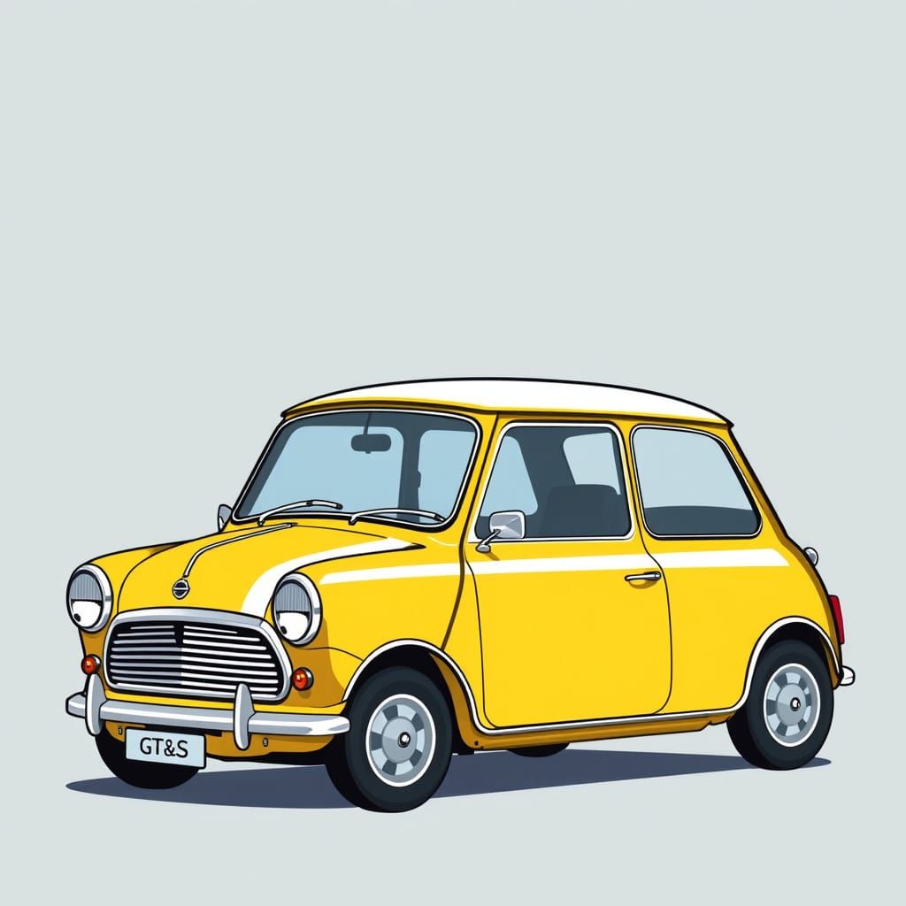 Retro Mini GTS Cartoon in Vibrant Pastel Yellow