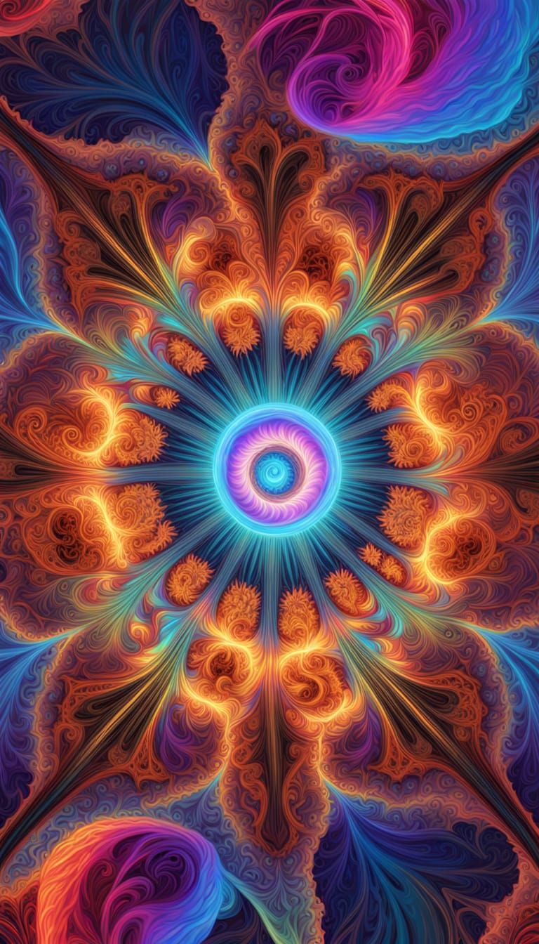 Fractal Lightning Through Glass with Prismatic Colors