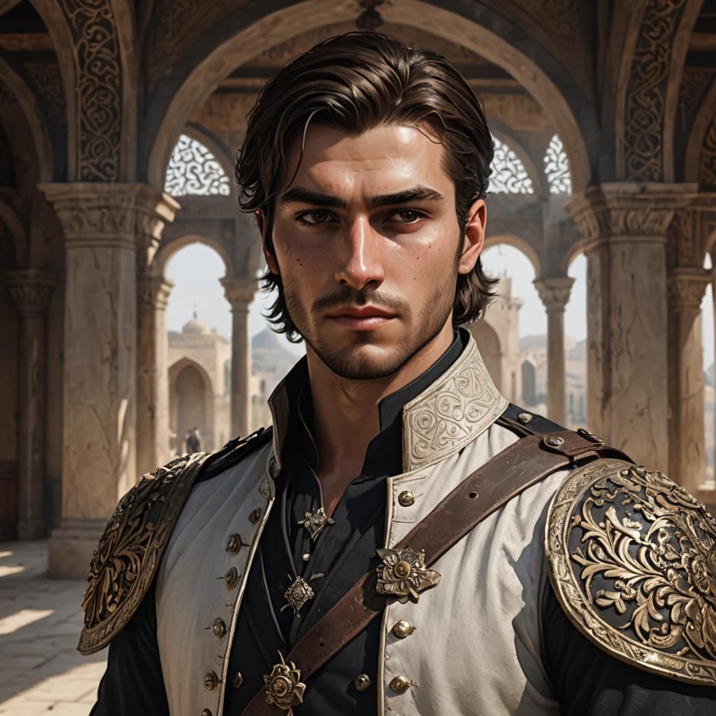 Handsome Young Mercenary in Turkish Palace, Digital Art
