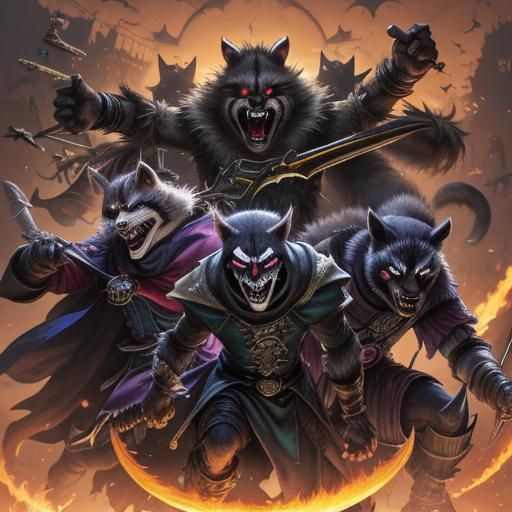 RacBatMad World Destroyer Laughing Summoner Of A Pack Of Racoons With Weapons Fighting A Rac Arc Angel Of Death And Danc...