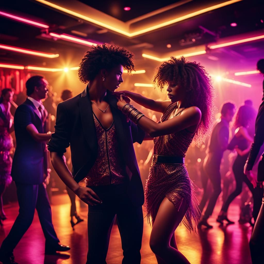 Vibrant 80s Nightclub Scene in New Romantic Style