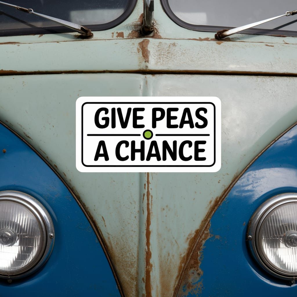 Humorous Bumper Sticker: Give Peas a Chance