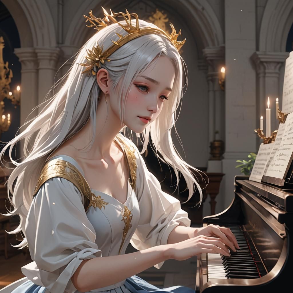 Girl with Jesus Making Music: 3D Anime Art