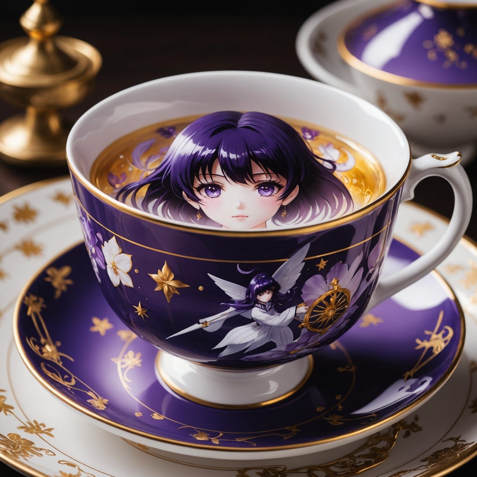 Sailor Saturn Porcelain Teacup: Anime-Inspired Art