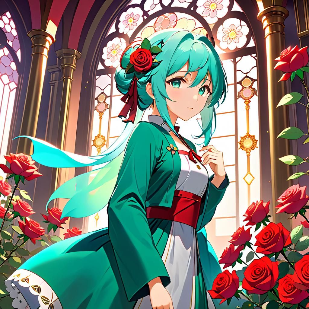 Anime Flower Girl in Pastel Winter Light