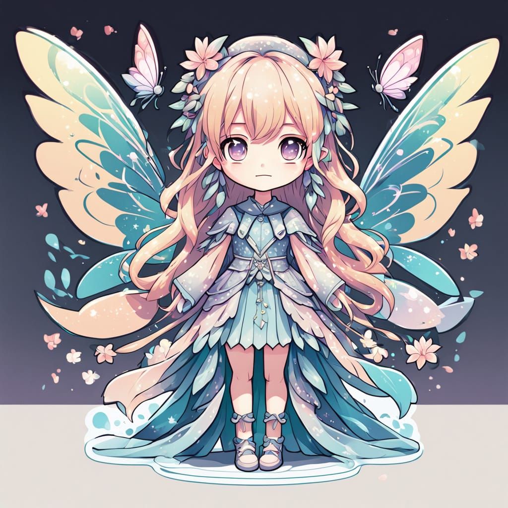Chibi Fairy Character Design in Pastel Colors