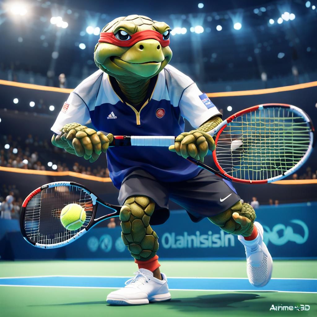 Turtle Tennis Star at the Olympics: Anime Art