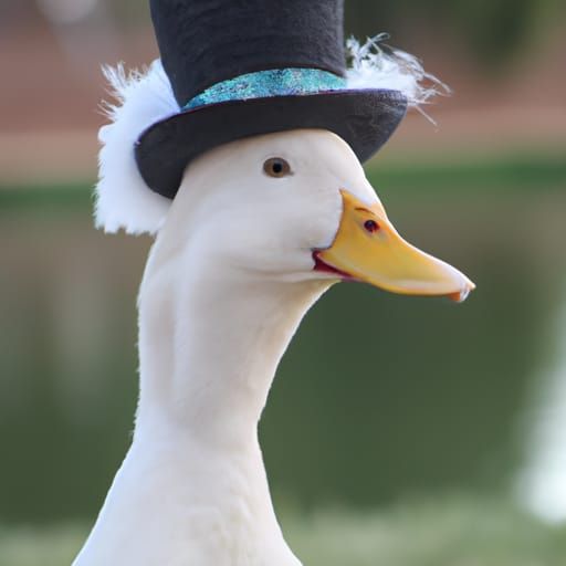 White Duck in Tophat: A Whimsical AI Creation
