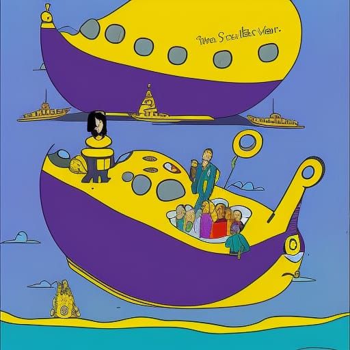 AI Generated Image of a Yellow Submarine