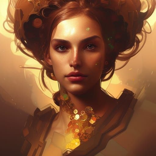 Bee-headed Woman: Hyperdetailed Portrait in Art Nouveau Styl...