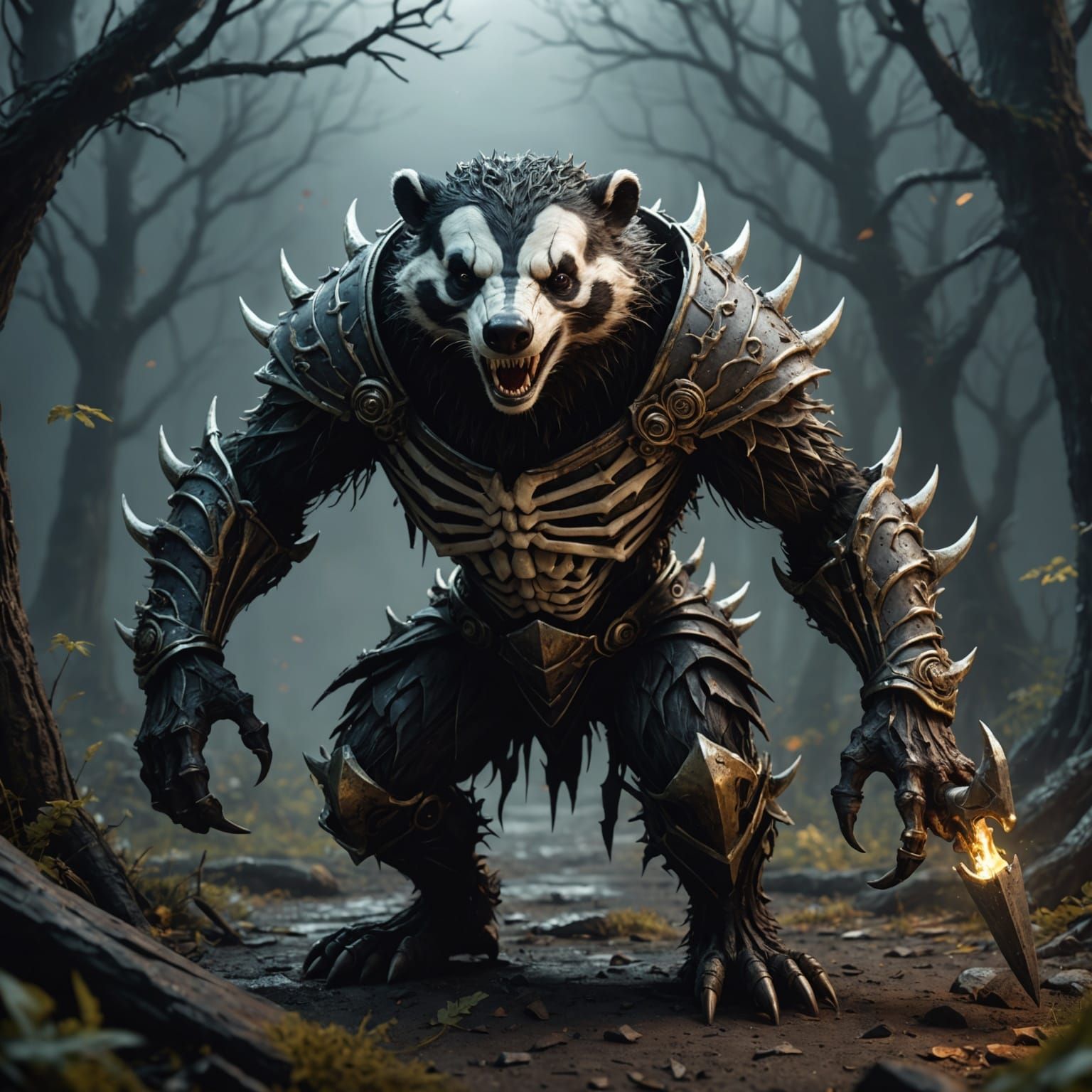 Terrifying Bone Badger Villain Concept Art