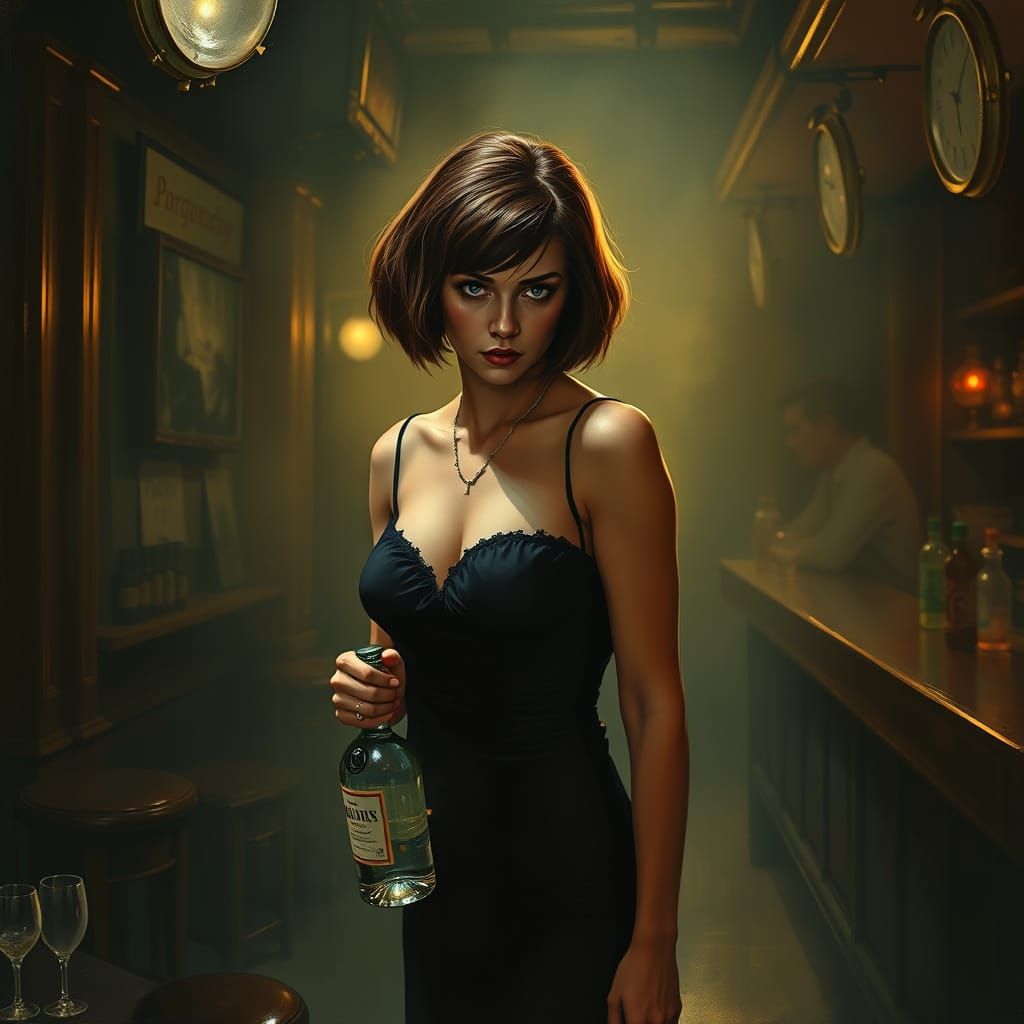 Speakeasy Melancholy: Woman in Flapper Dress