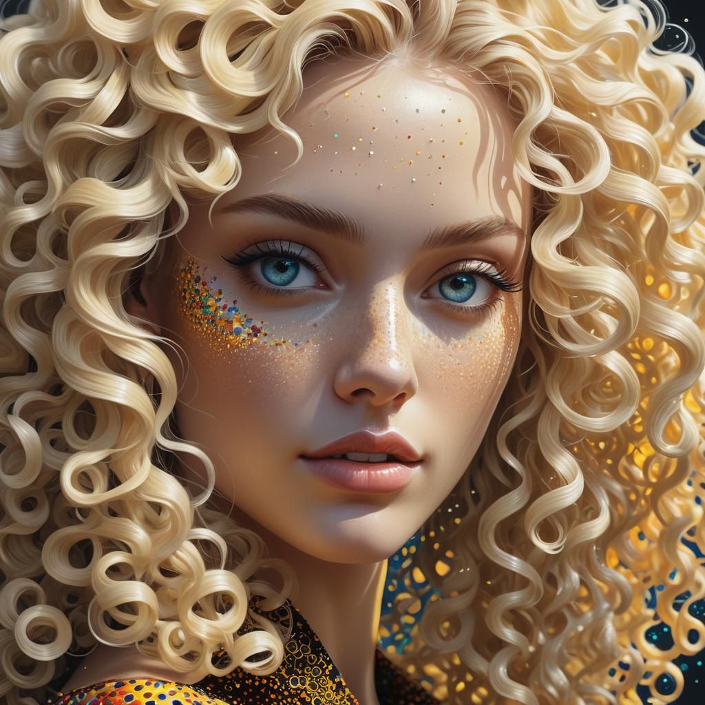 mujer rubia de rizos