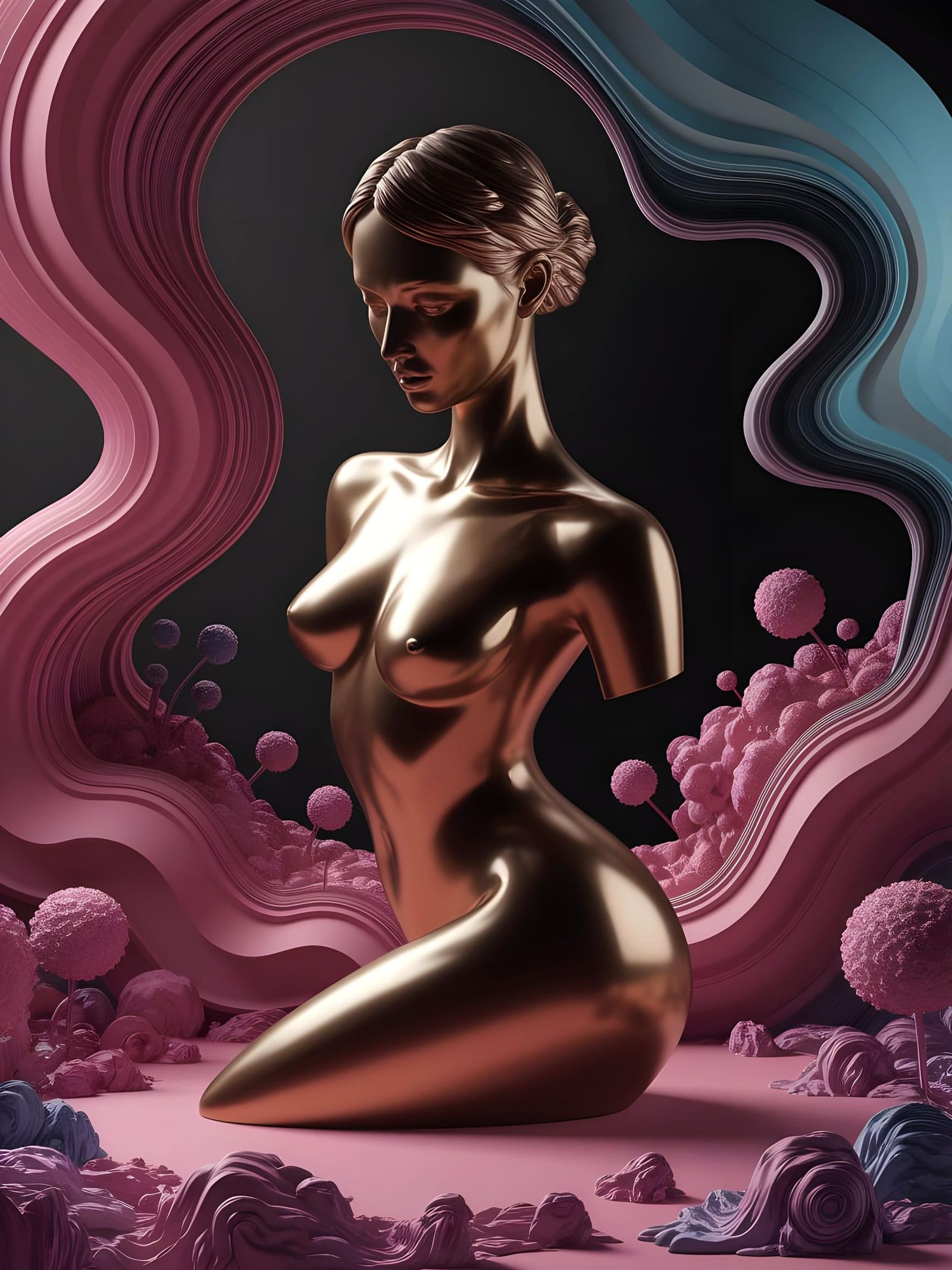 Feminine Surrealism in Bronze and Color