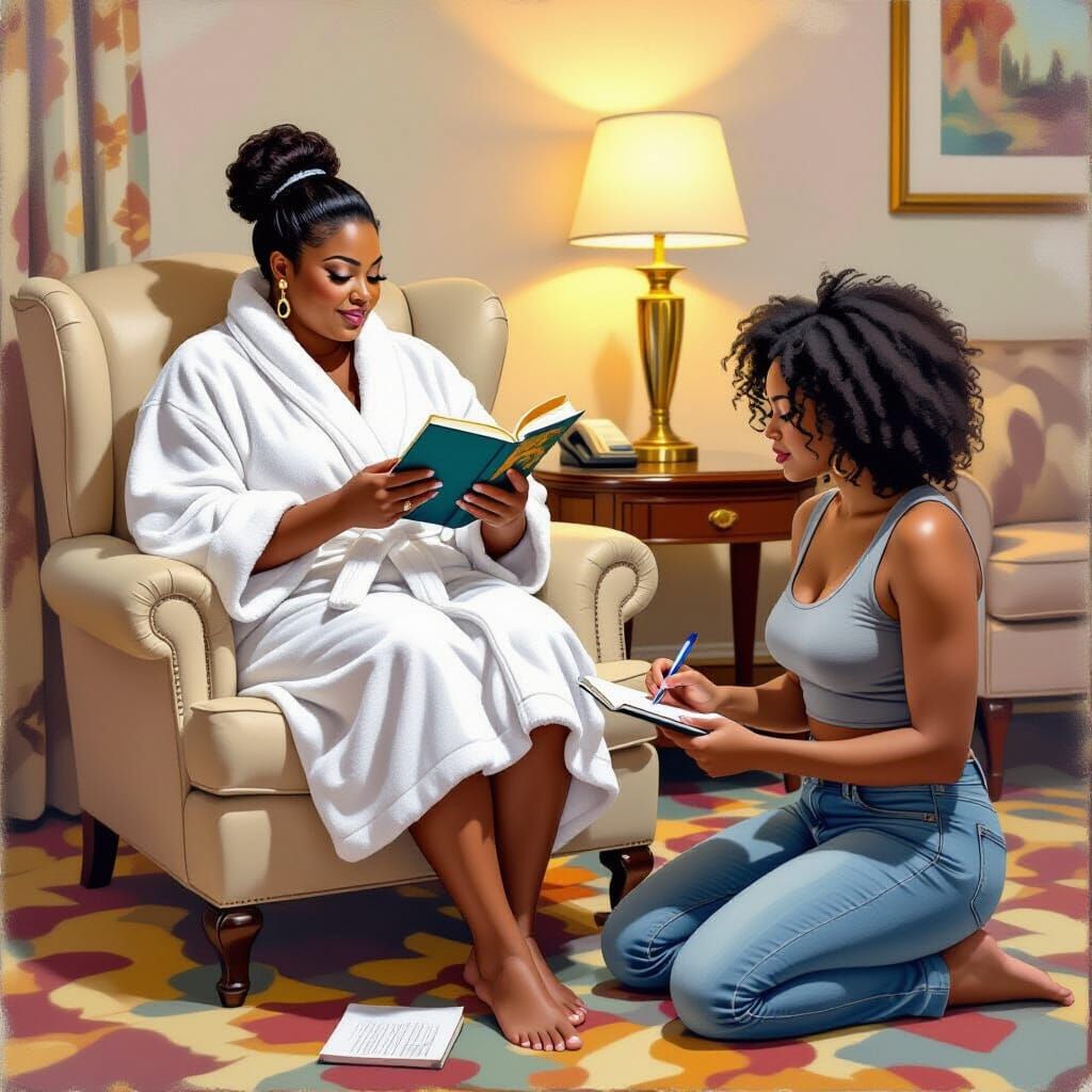 Comfortable Woman Reading Book in Lavish Hotel Room