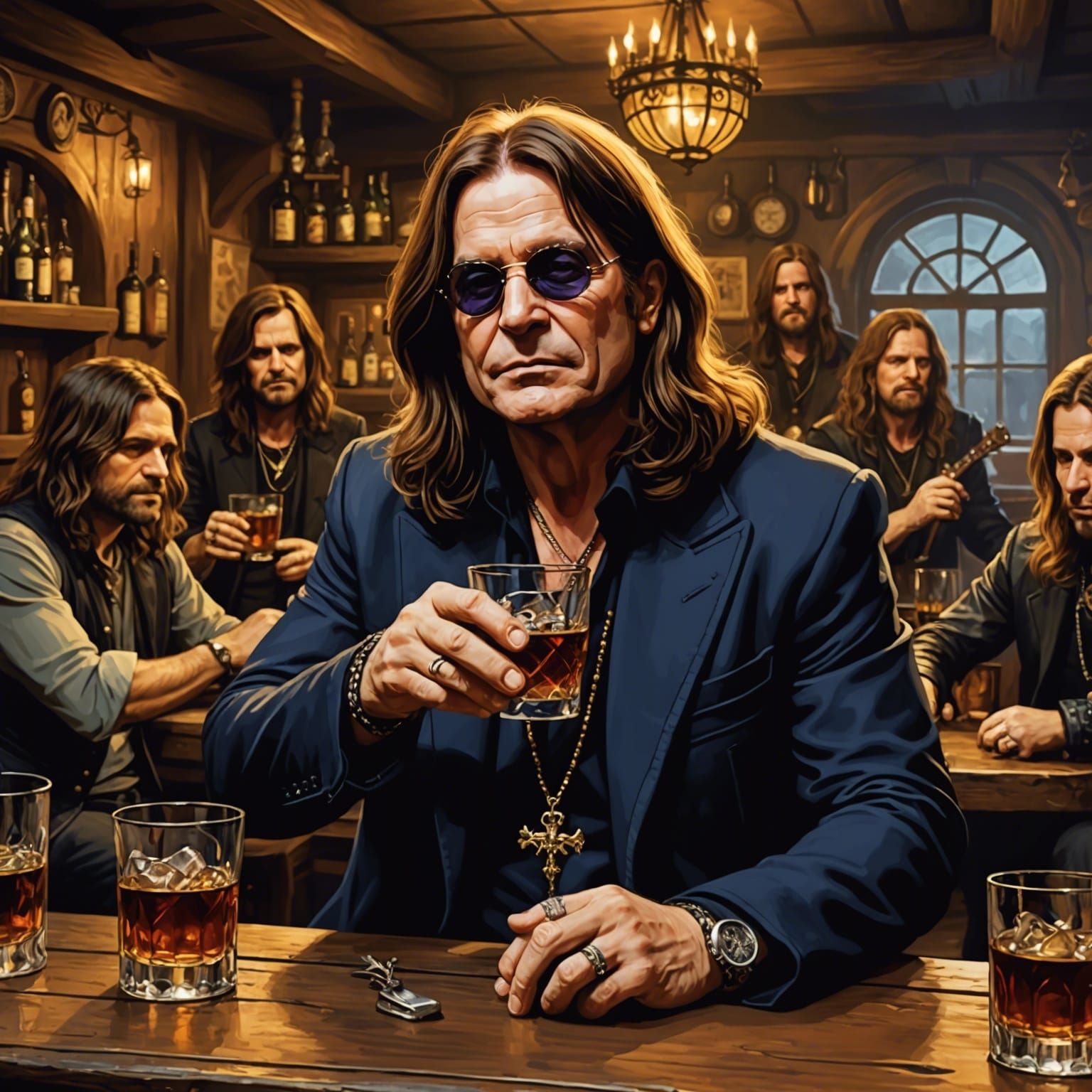 Ozzy Osbourne Drinks Whiskey with Musicians