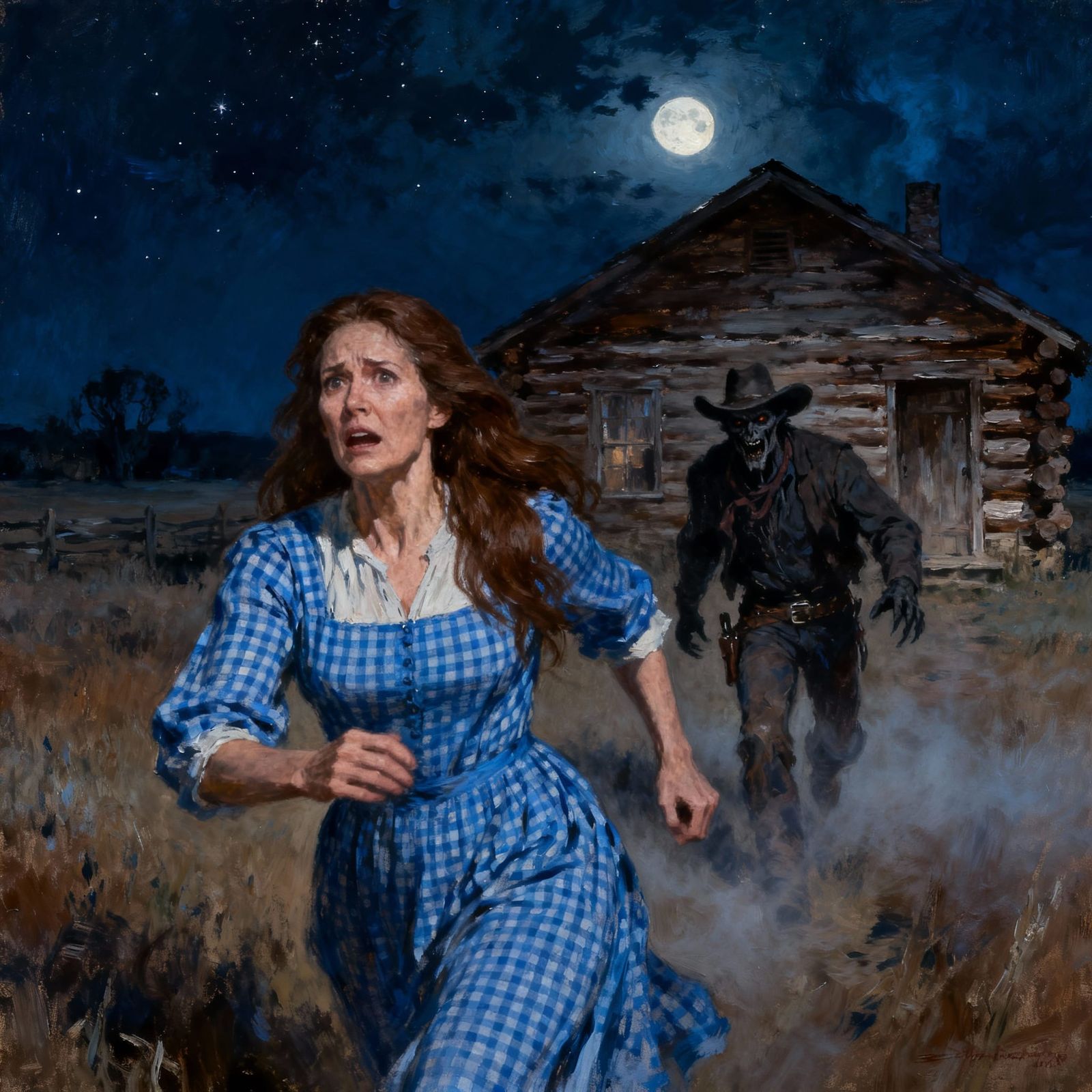 Haunted Prairie Horror: Demonic Cowboy Attacks Woman