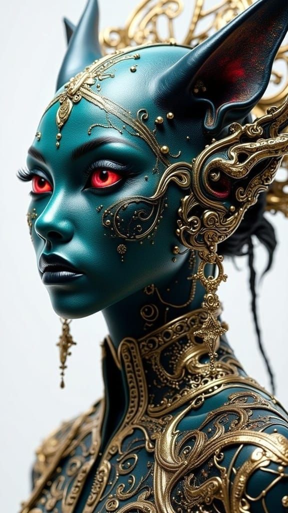 Regal Alien Queen with Geometric Painted Fur