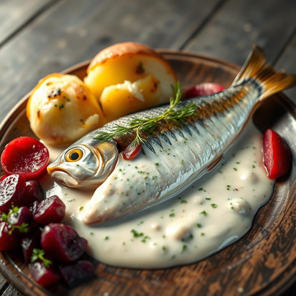 Marinated Herring with Potatoes, 3D Game Art