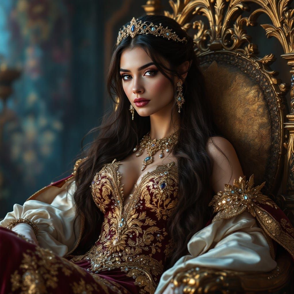 Ethereal Velvet Queen in Opulent Regalia