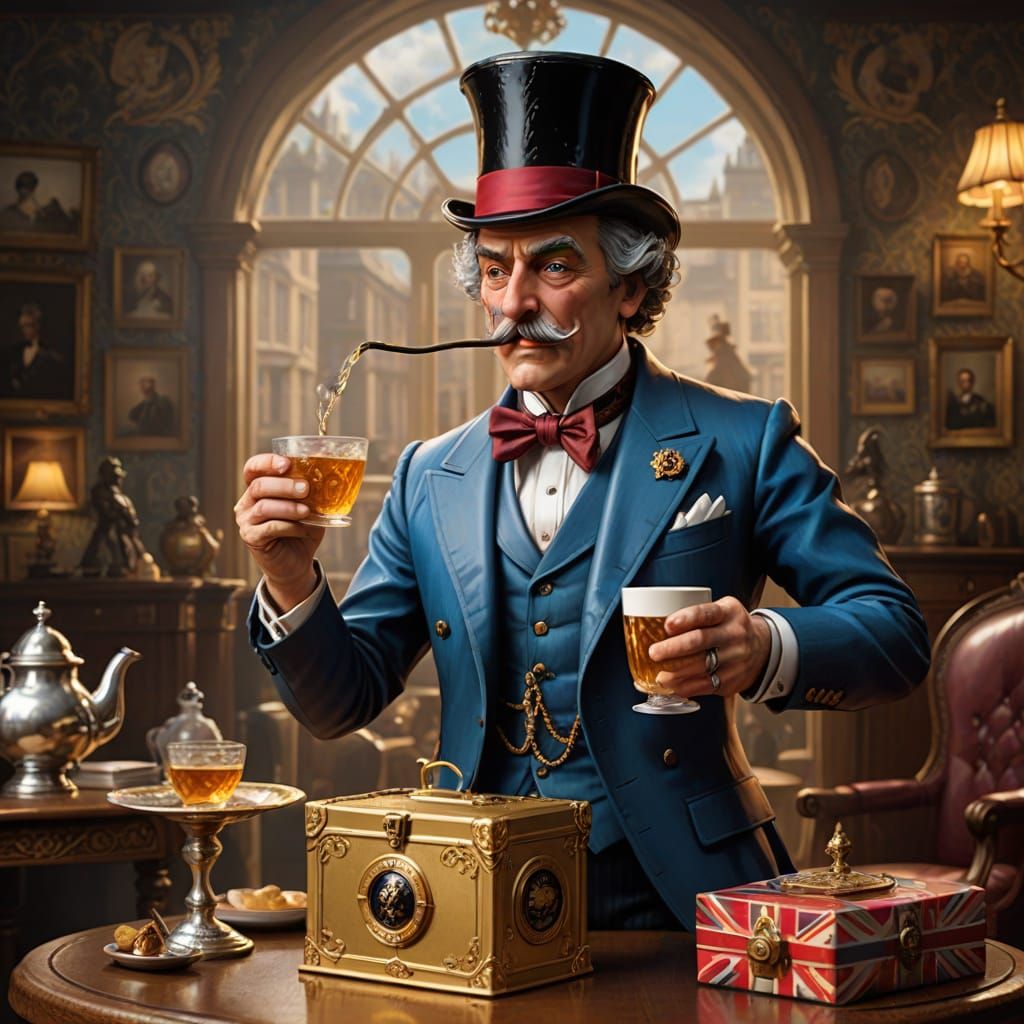 Sir Reginald Fuzzbottom, British Action Figure in Gold-Plate...