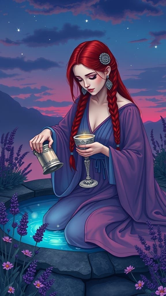 Villainess Kneeling in Ethereal Dreamscape