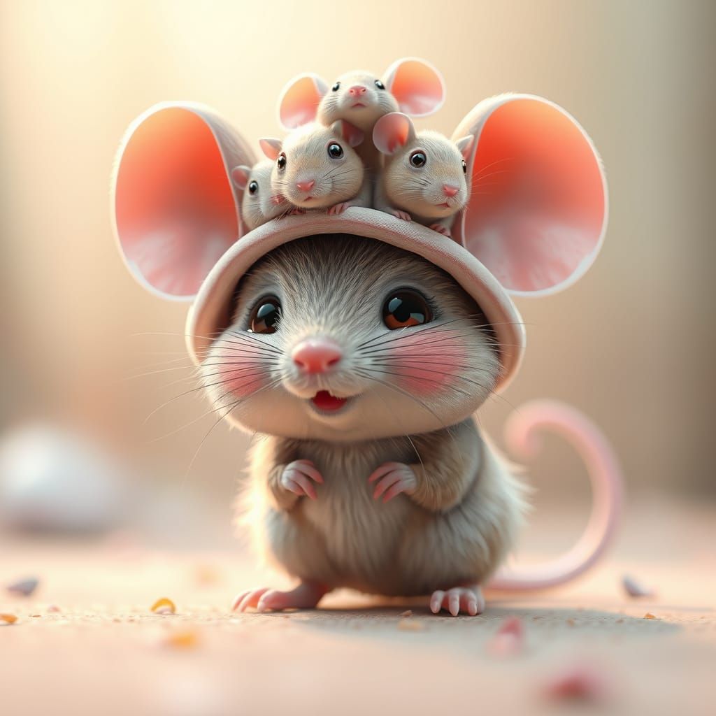 Adorable Mice Construct Hat from Mice in Pastel Dreamscape