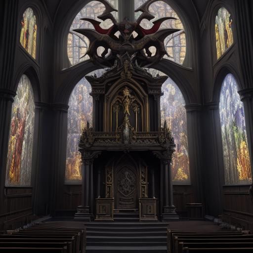 Dramatic Demon Priest in Church Pulpit