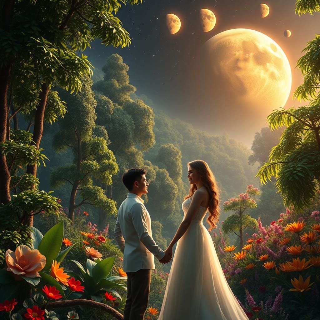 Ethereal Lovers in a Fantastical Forest