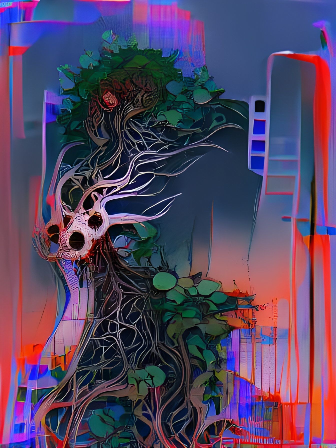 Burning Tree of Life: Dark Horror Illustration