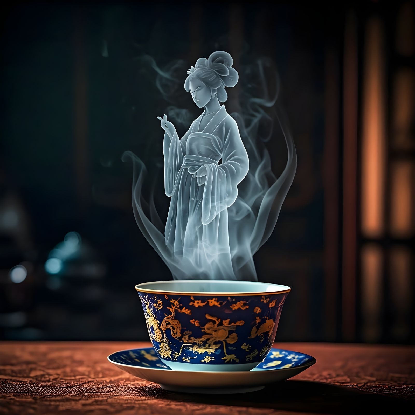 Mystical Steam Arabesque Rising from Teacup