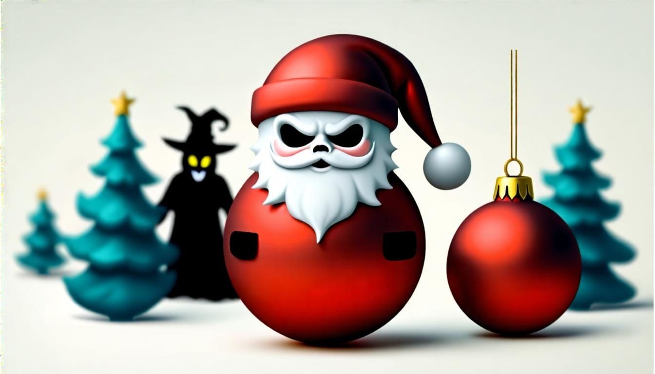 Spooky Santa Ornaments in 3D Style